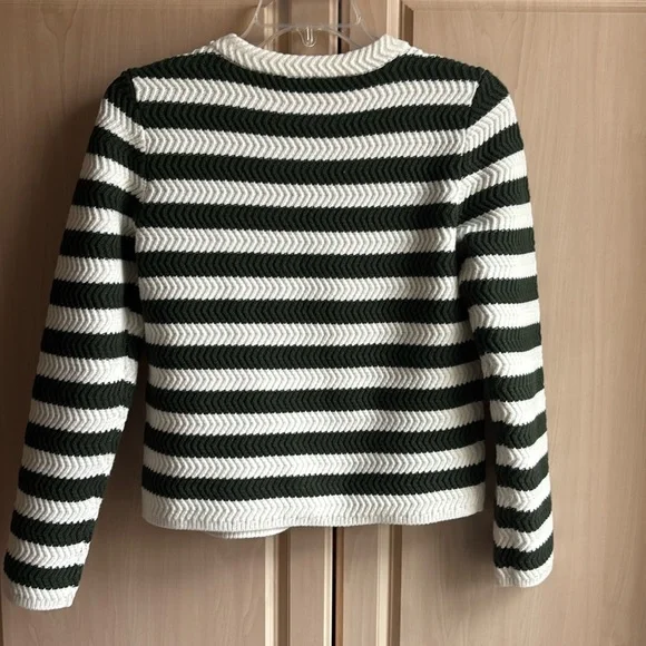 Striped Green and White Cardigan Petite XS NWOT - Picture 5 of 7